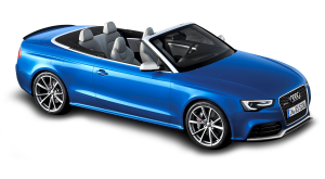 a blue open top car